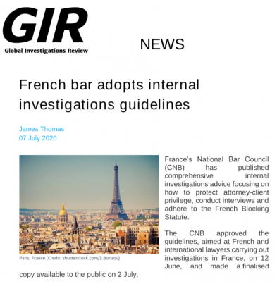 French bar adopts internal investigations guidelines
