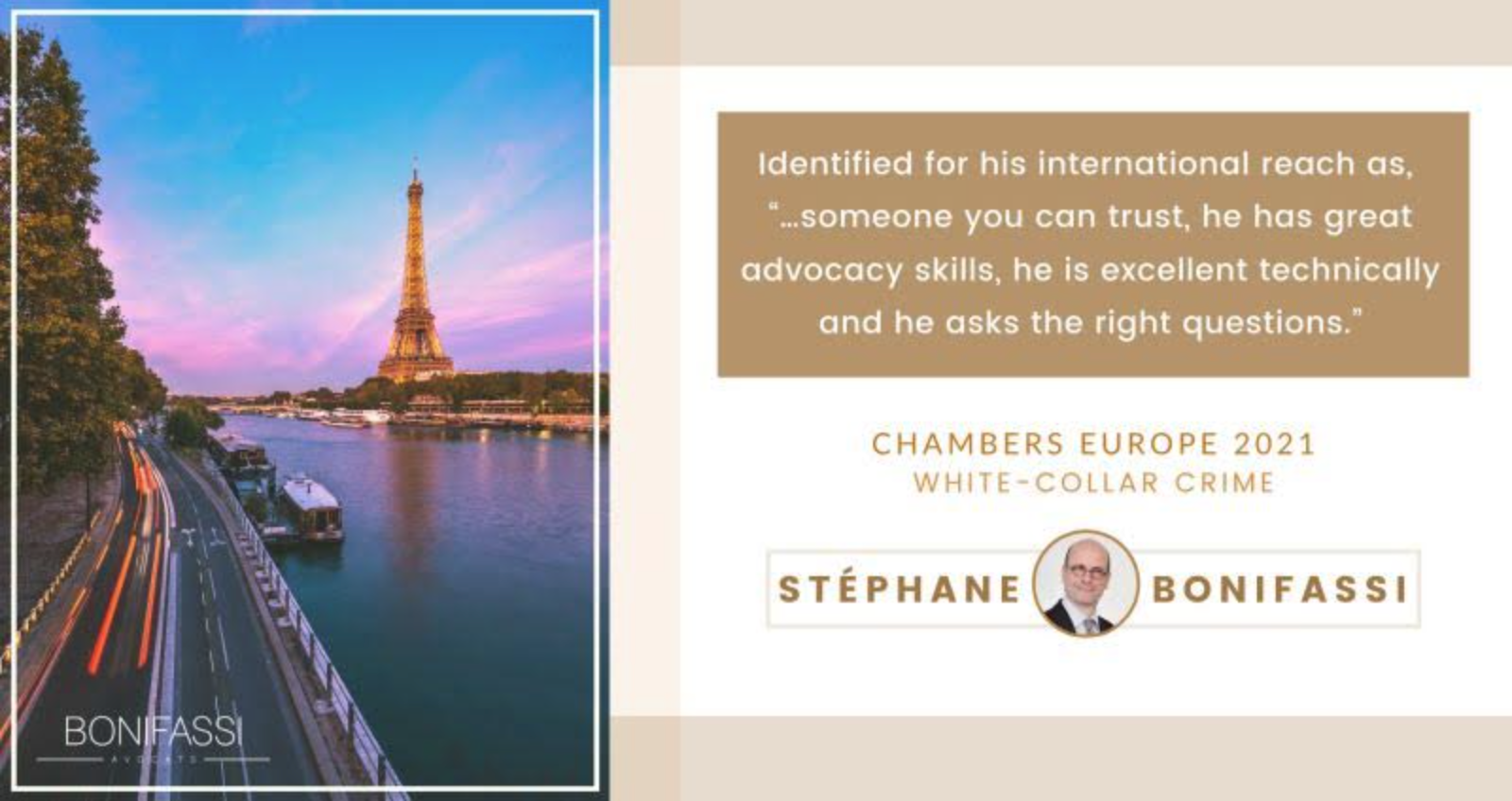 Stéphane Bonifassi recognized by Chambers Europe