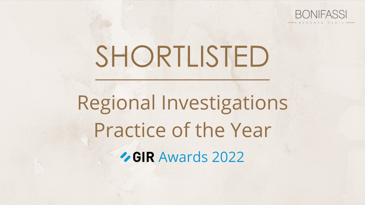 GIR Awards 2022 shortlisted Bonifassi Avocats’ investigations practice